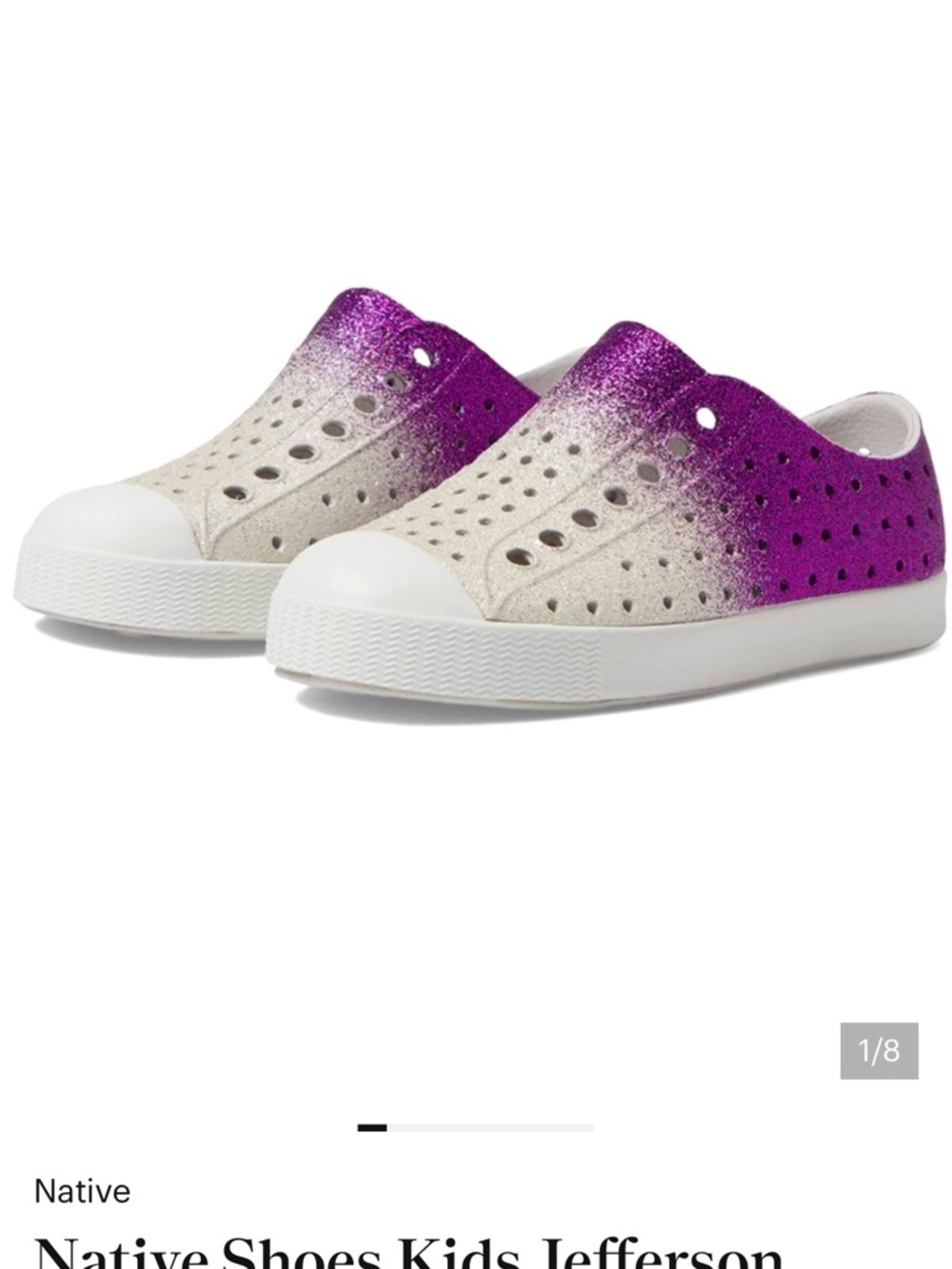 NWT Native Kids Jefferson Slip-On Sneakers Bling Starfish Purple White 
Size C8